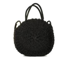 Round Black Straw Crossbody Purse