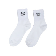Bad Ass Crew Socks - White/Black
