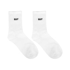 Slut Crew Socks - White/Black