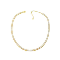 Tennis Baguette Rhinestone Necklace - Gold
