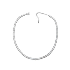 Tennis Baguette Rhinestone Necklace - Silver
