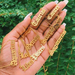 Zodiac Signs in Old English Font Astrology Star Sign Pendant Necklace - Gold