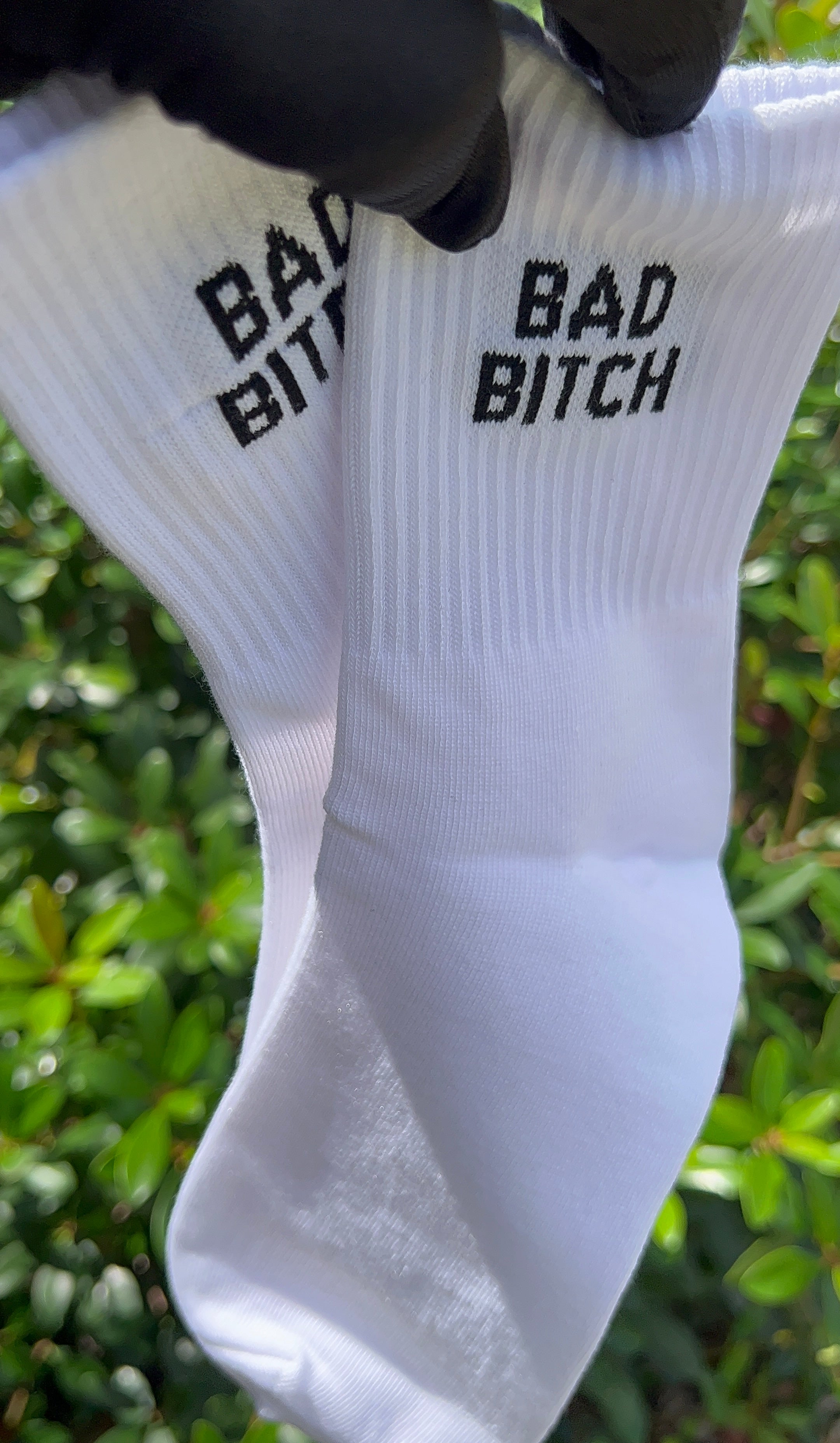 Bad Bitch Crew Socks - White/Black