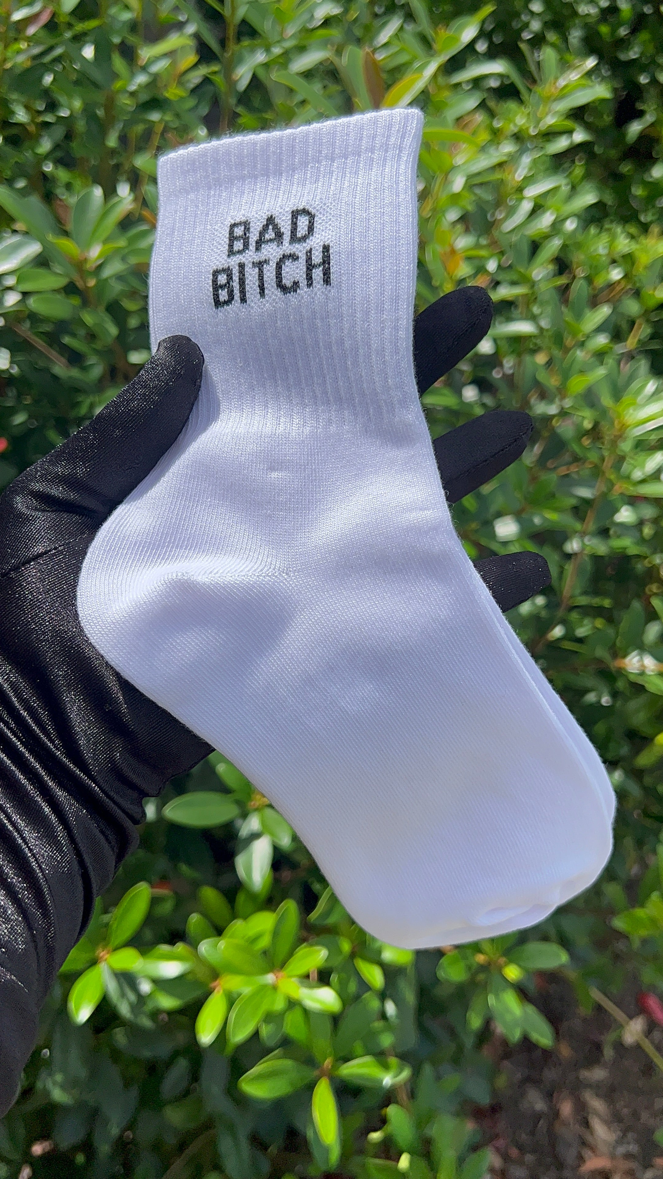 Bad Bitch Crew Socks - White/Black
