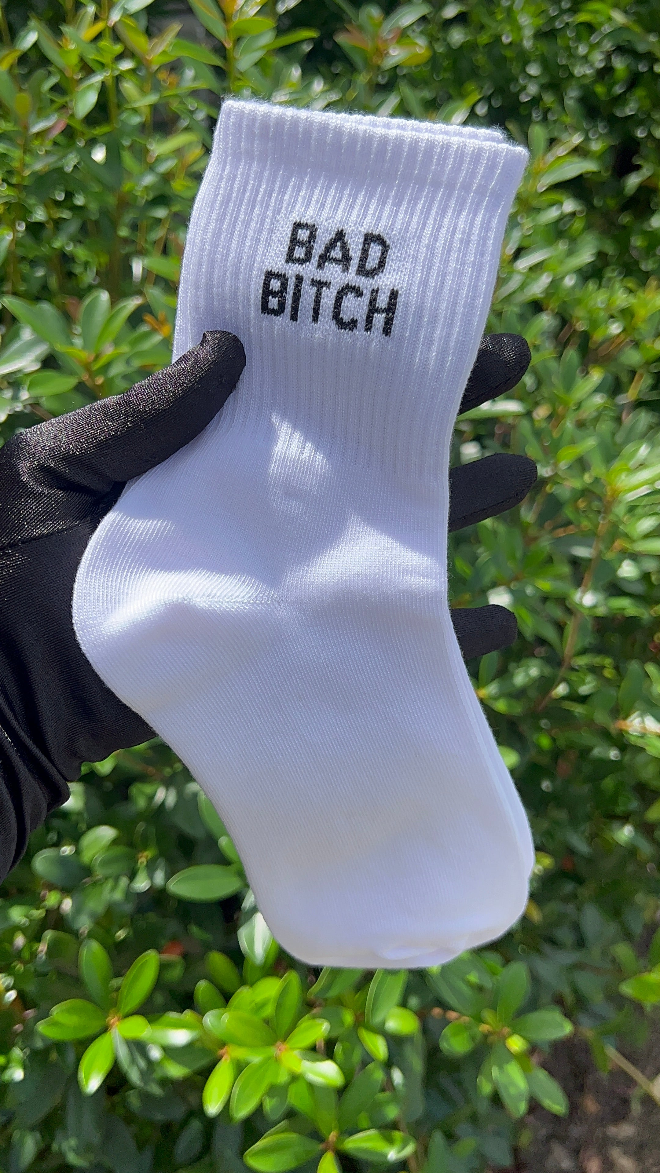 Bad Bitch Crew Socks - White/Black