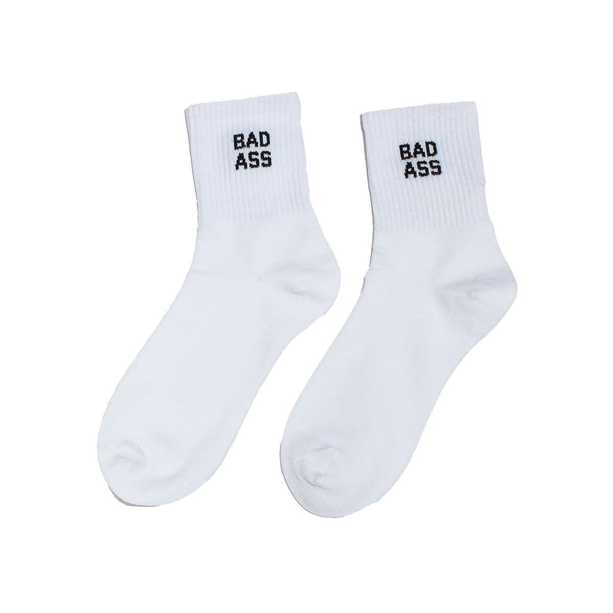Bad Ass Crew Socks - White/Black
