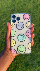Rainbow Pastel Smiley Face iPhone Case (Fits iPhone 12 Pro Max & iPhone 13 Pro Max )