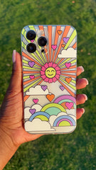 Neon Sky with Flower Sun and Hearts Phone Case (Fits iPhone 12 Pro Max & iPhone 13 Pro Max)
