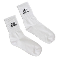 Bad Bitch Crew Socks - White/Black