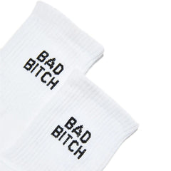 Bad Bitch Crew Socks - White/Black
