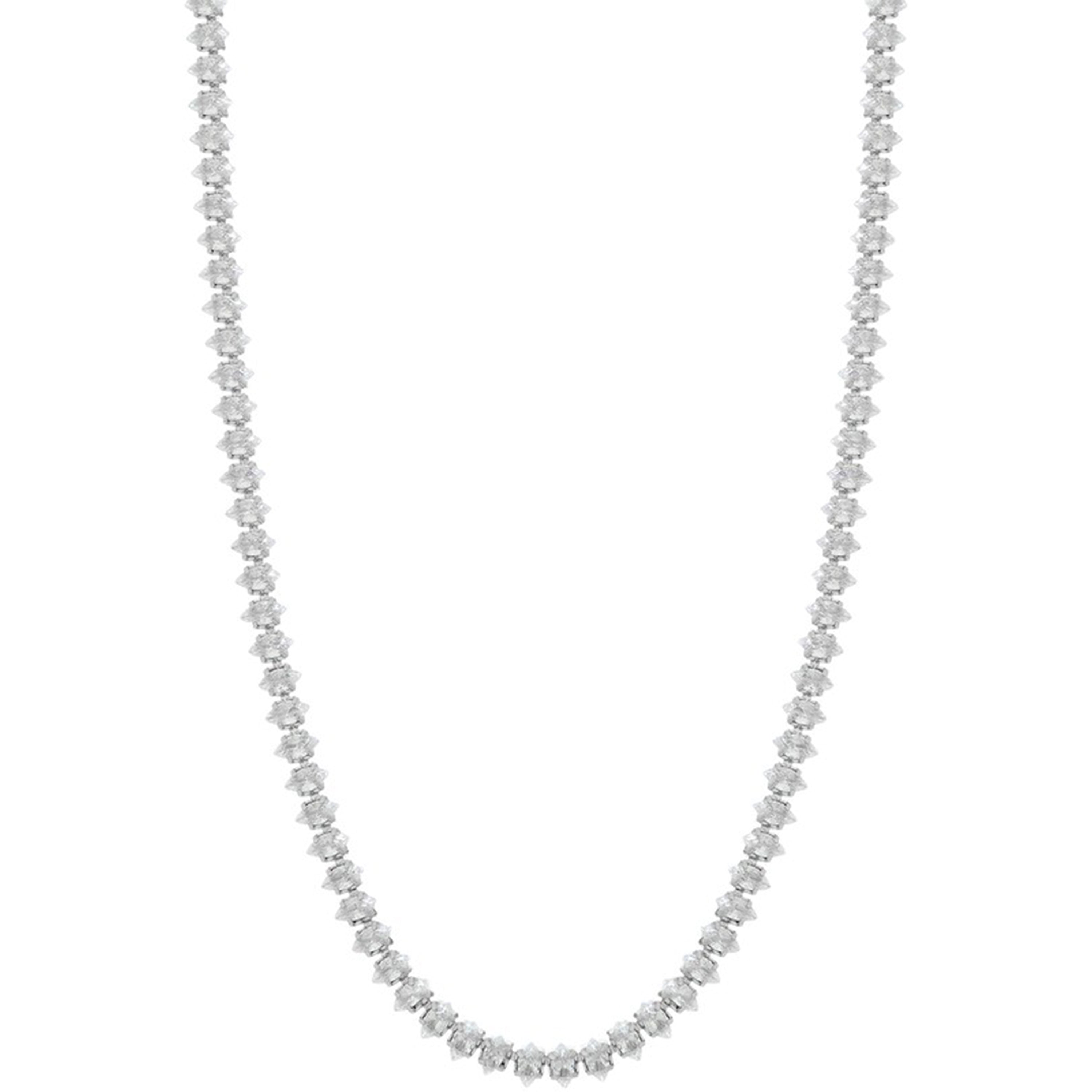 Marquise Style Baguette Rhinestone Necklace - Silver