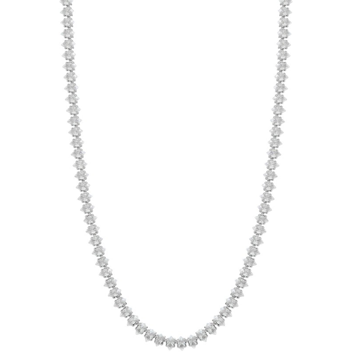 Marquise Style Baguette Rhinestone Necklace - Silver