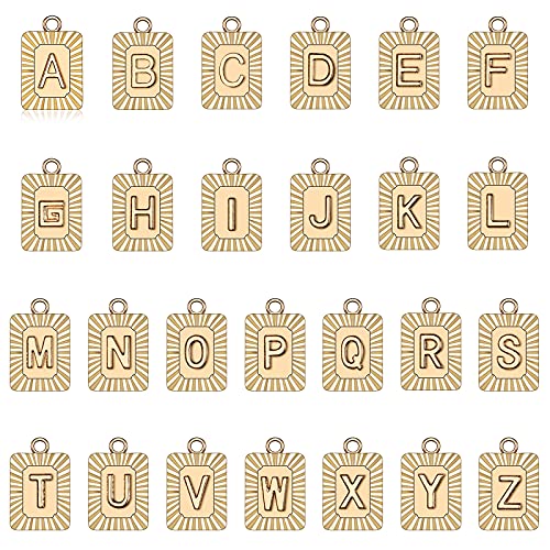 Rectangle Initial Pendant Charm Necklace - Gold