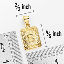 Rectangle Initial Pendant Charm Necklace - Gold
