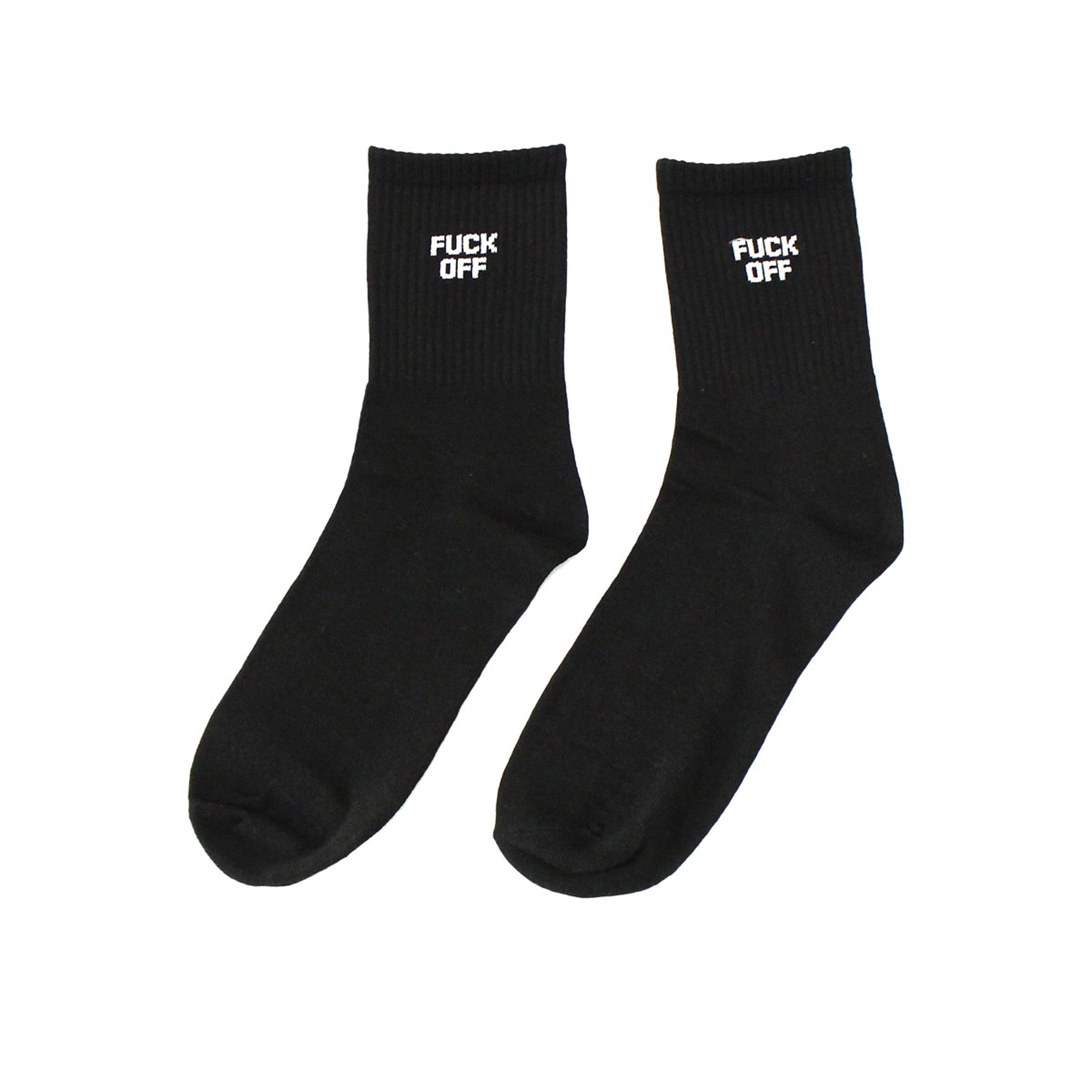 Fuck Off Crew Socks - Black/White